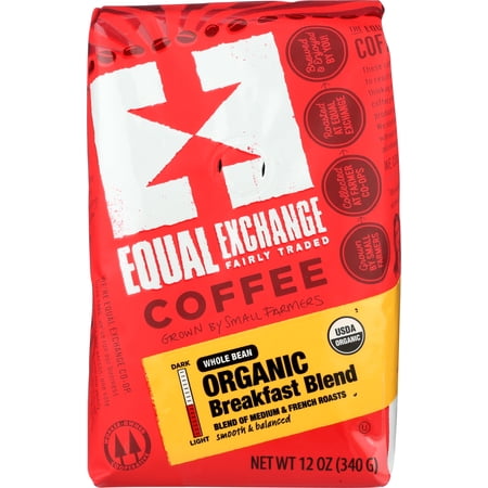 Equal Exchange Coffee Breakfast Blend Whole Bean Wtg Og 12 Ounce Pack Of 6