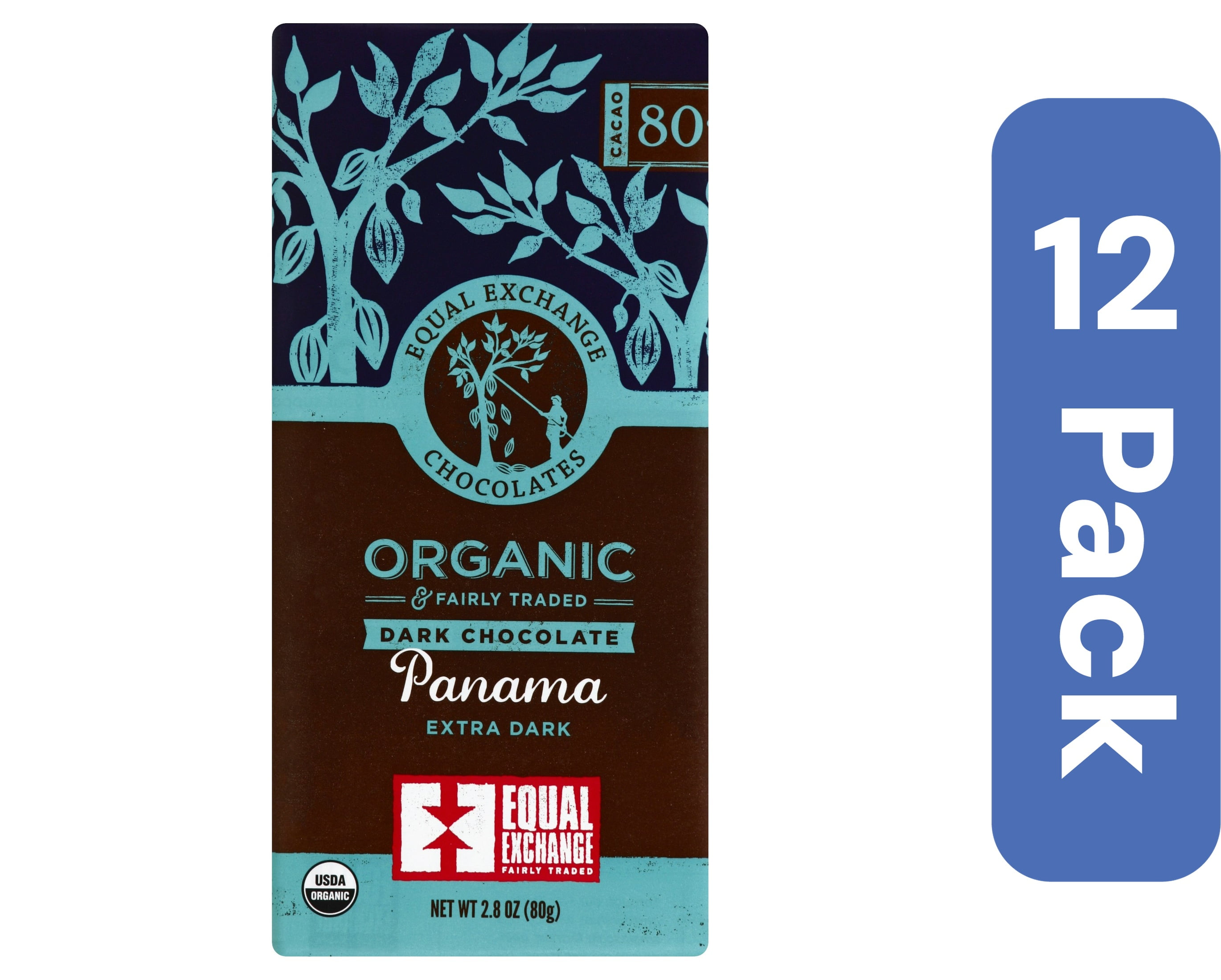 Equal Exchange Dark Chocolate Panama Organic Bar 2.8 oz (Pack Of 12)