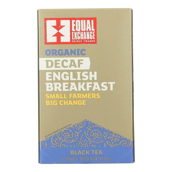 Equal Exchange Organic Black Tea Decaffeinated English Breakfast -- 20 Tea Bags Pack of 4