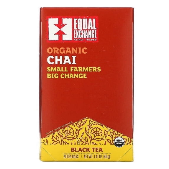 Equal Exchange, Organic Chai Black Tea, 20 Tea Bags, 1.41 oz Pack of 4