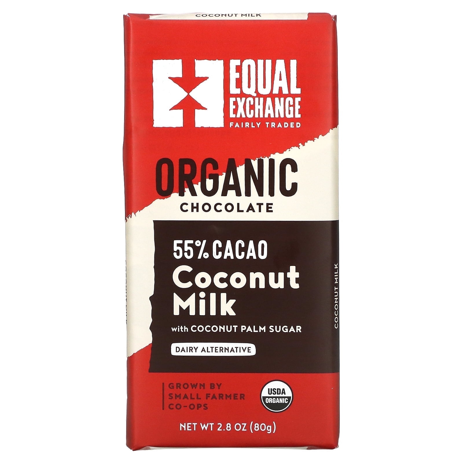 Equal Exchange, Organic Chocolate, Coconut Milk and Coconut Palm Sugar, 55% Cacao, 2.8 oz Pack of 3