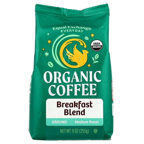 Equal Exchange Organic Coffee, Breakfast Blend, Ground, Medium Roast , 9 oz (255 g)