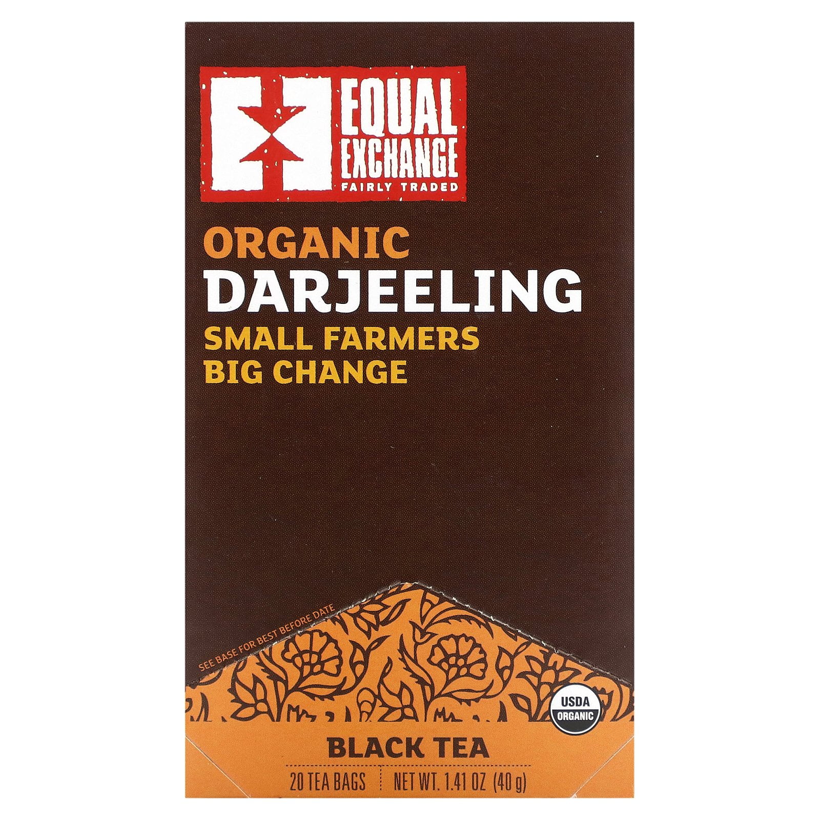 Equal Exchange Organic Darjeeling, Black Tea, 20 Tea Bags, 1.41 oz (40 g)