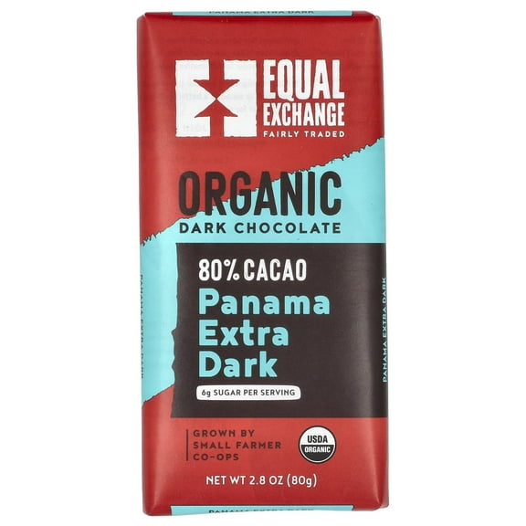 Equal Exchange, Organic, Dark Chocolate, Panama Extra Dark, 80% Cacao, 2.8 oz Pack of 3