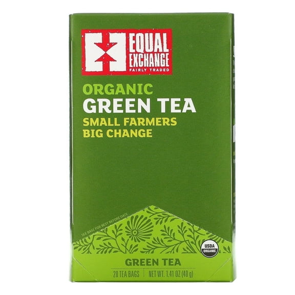 Equal Exchange, Organic Green Tea, 20 Tea Bags, 1.41 oz Pack of 4