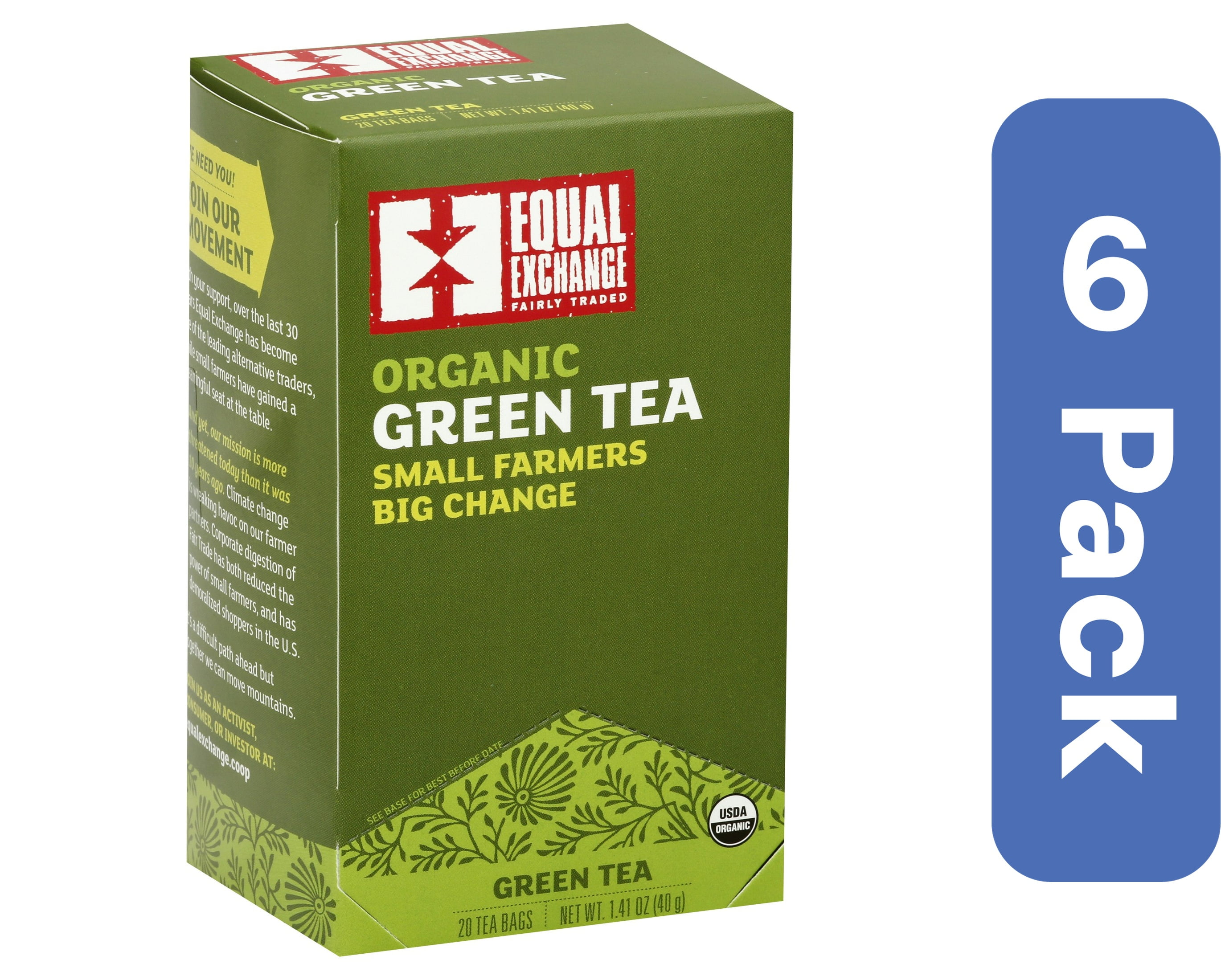 Equal Exchange Organic Green Tea 20 bags (Pack of 6)