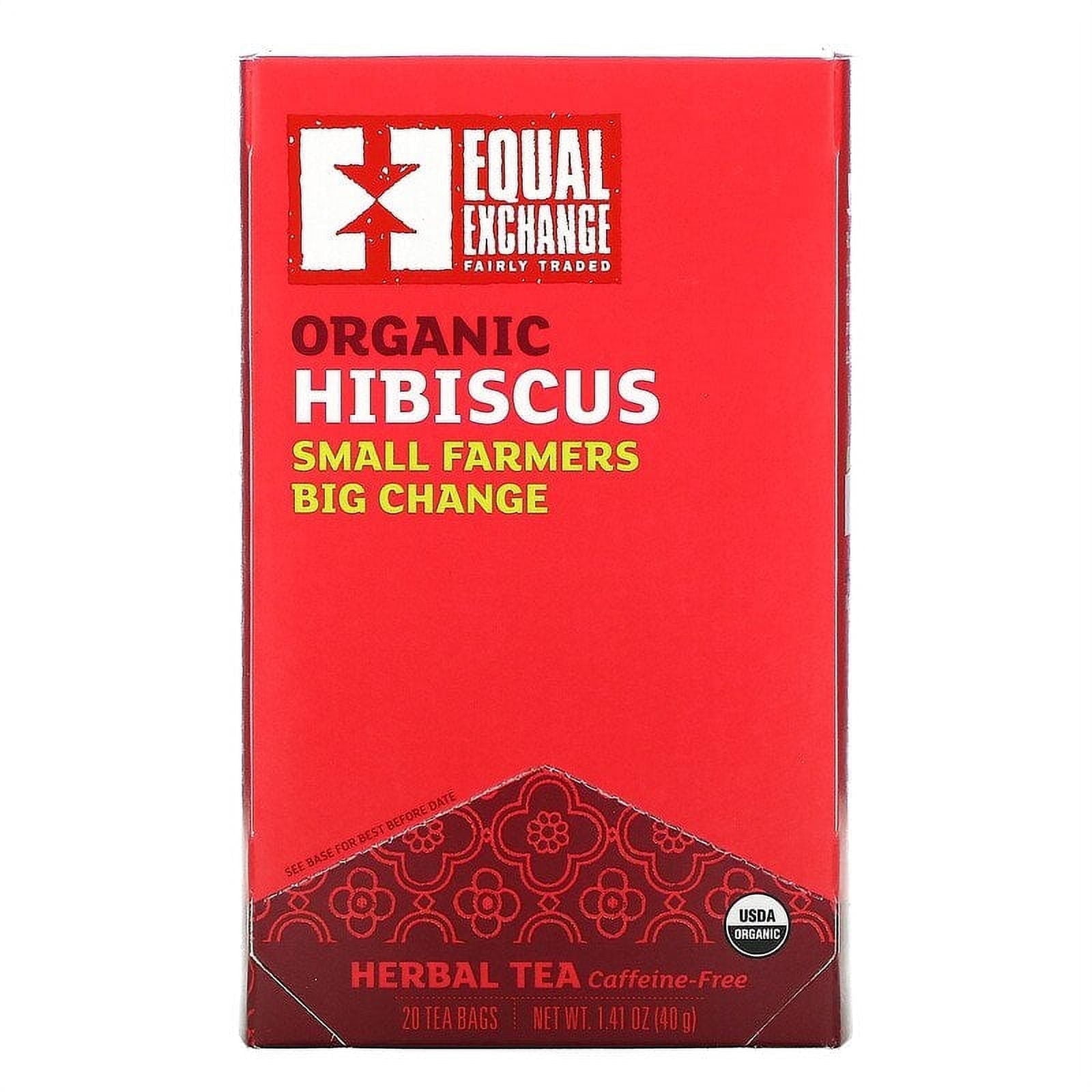 Equal Exchange, Organic Hibiscus Herbal Tea, Caffeine-Free, 20 Tea Bags, 1.41 oz Pack of 2