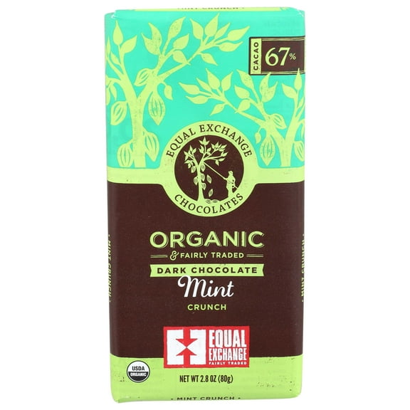 Equal Exchange Organic Mint Crunch Dark Chocolate Bar, 2.8 Ounce -- 12 per case.
