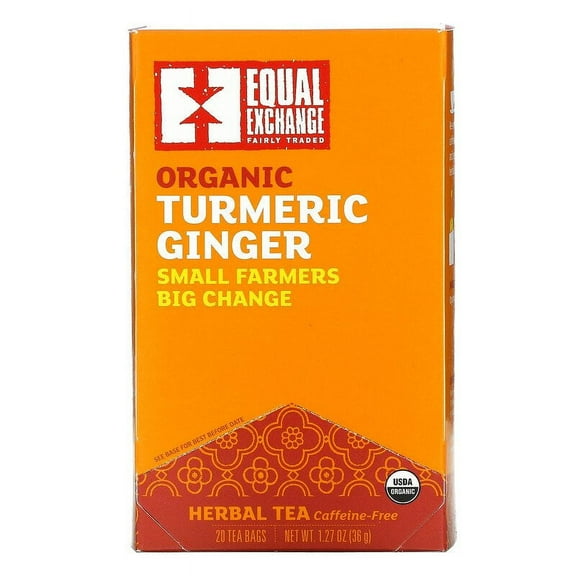 Equal Exchange, Organic Turmeric Ginger Herbal Tea, Caffeine-Free, 20 Tea Bags, 1.27 oz
