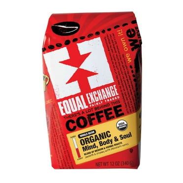 Equal Exchange Organic Whole Bean Coffee, Mind Body Soul, 12 Oz, 1 Ct