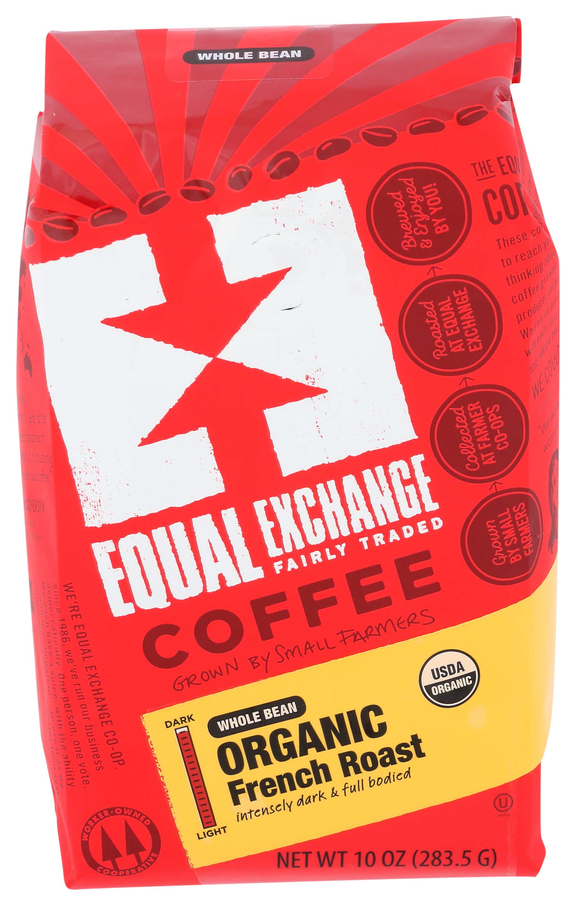 Equal Exchange Organic Whole Bean French Roast Coffee, 10 Ounce -- 6 per case.
