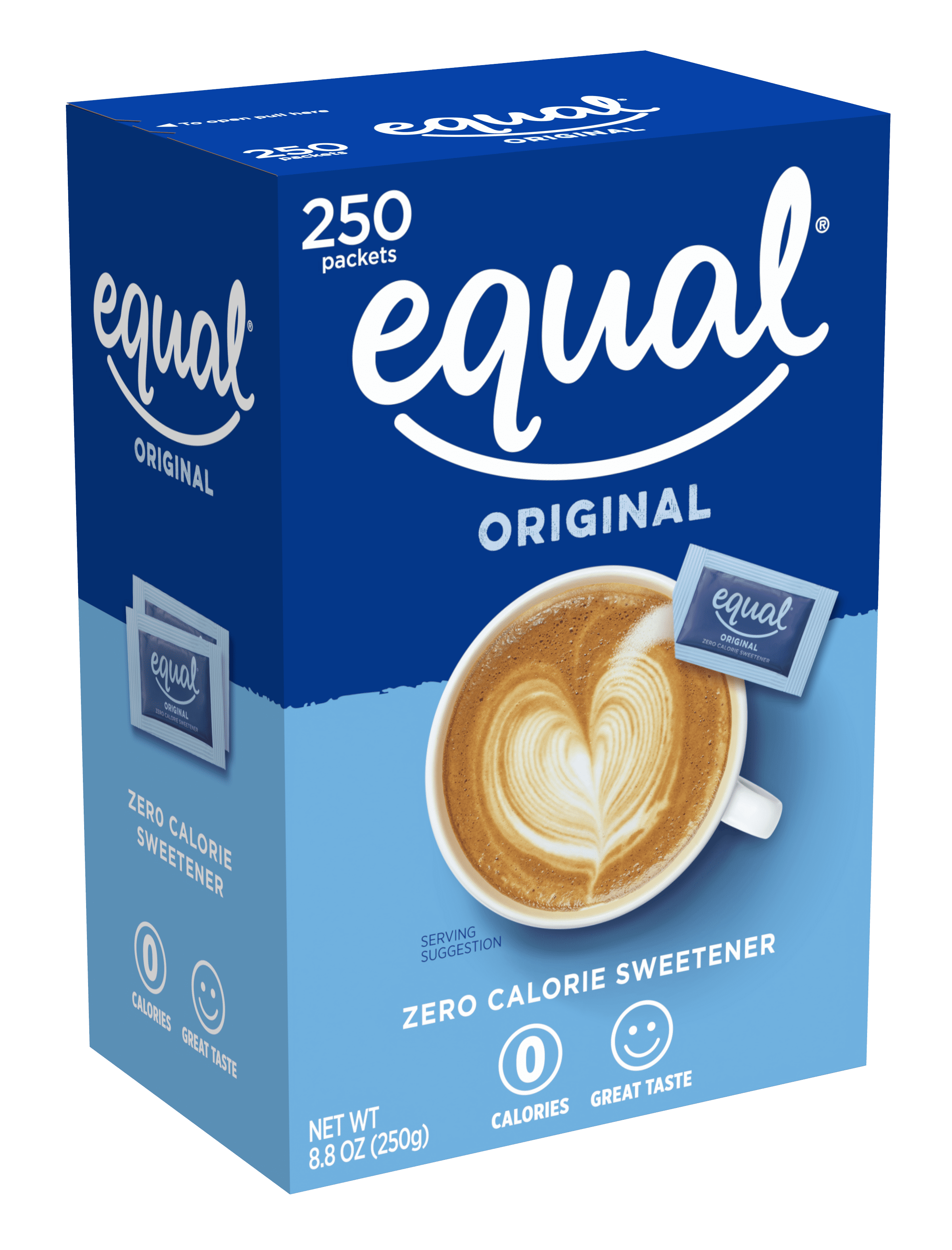Equal Coffee and Tea Sweetener Sugar Free Sweetener with No Calories Artificial Sugar Replacement Sweetener, 250ct