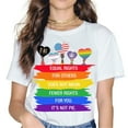 thumbnail image 1 of Equal Rights Pride Month LGBTQ Lesbian Gay Women Rainbow T-Shirt Tops Graphics Casual Crew Neck Shirts Gift Tee White Medium, 1 of 3