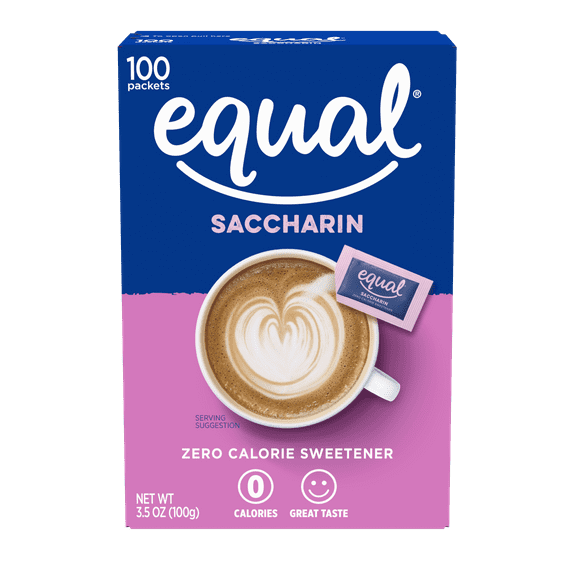 Equal Saccharin Zero Calorie Sweetener Packets, Sugar Substitute, 100 Ct