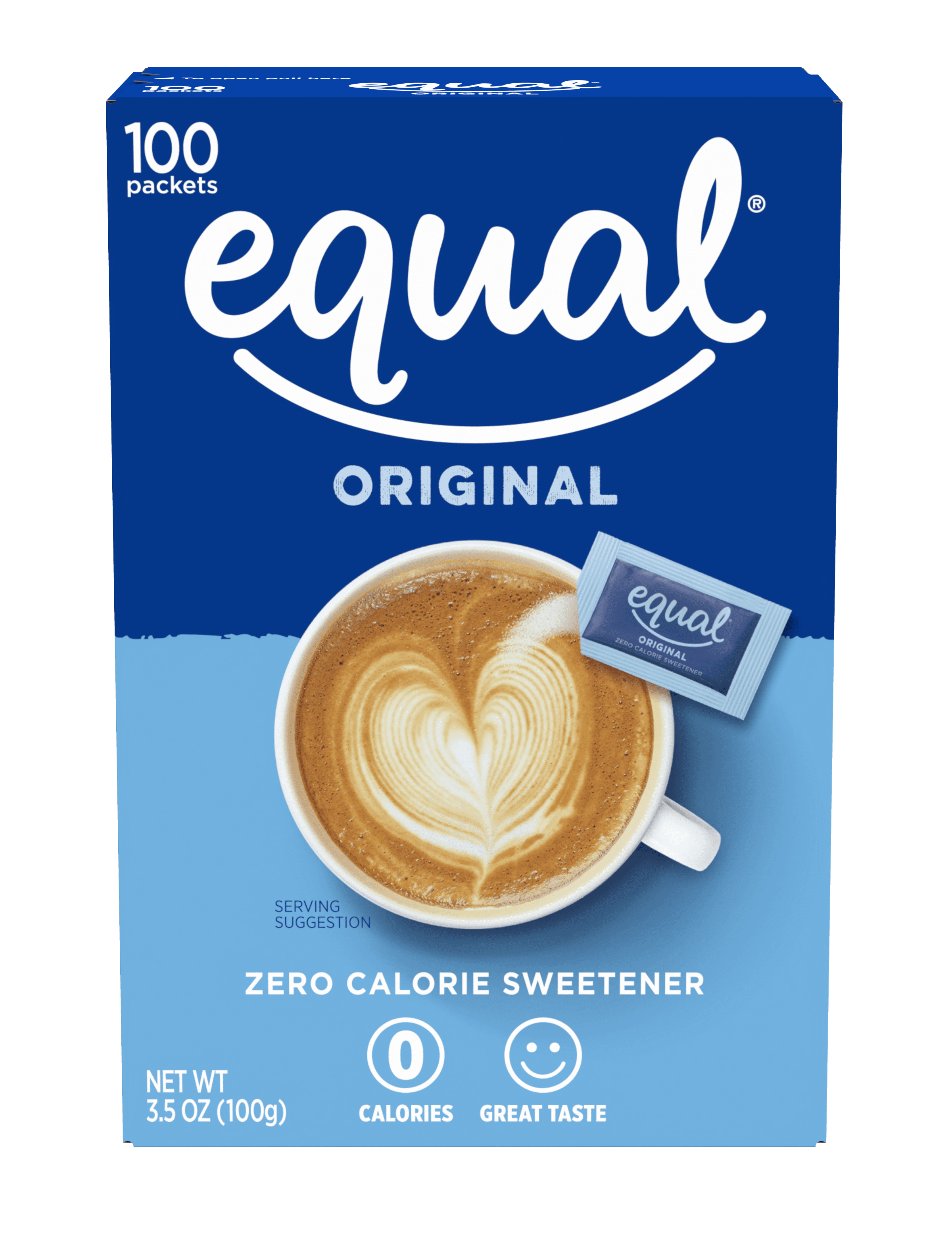 EQUAL 0 Calorie Sweetener, Aspartame and Acesulfame-K Sweetener Packets, Zero Calorie Sugar Alternative, Erythritol Free, 100 count (Pack of 1)