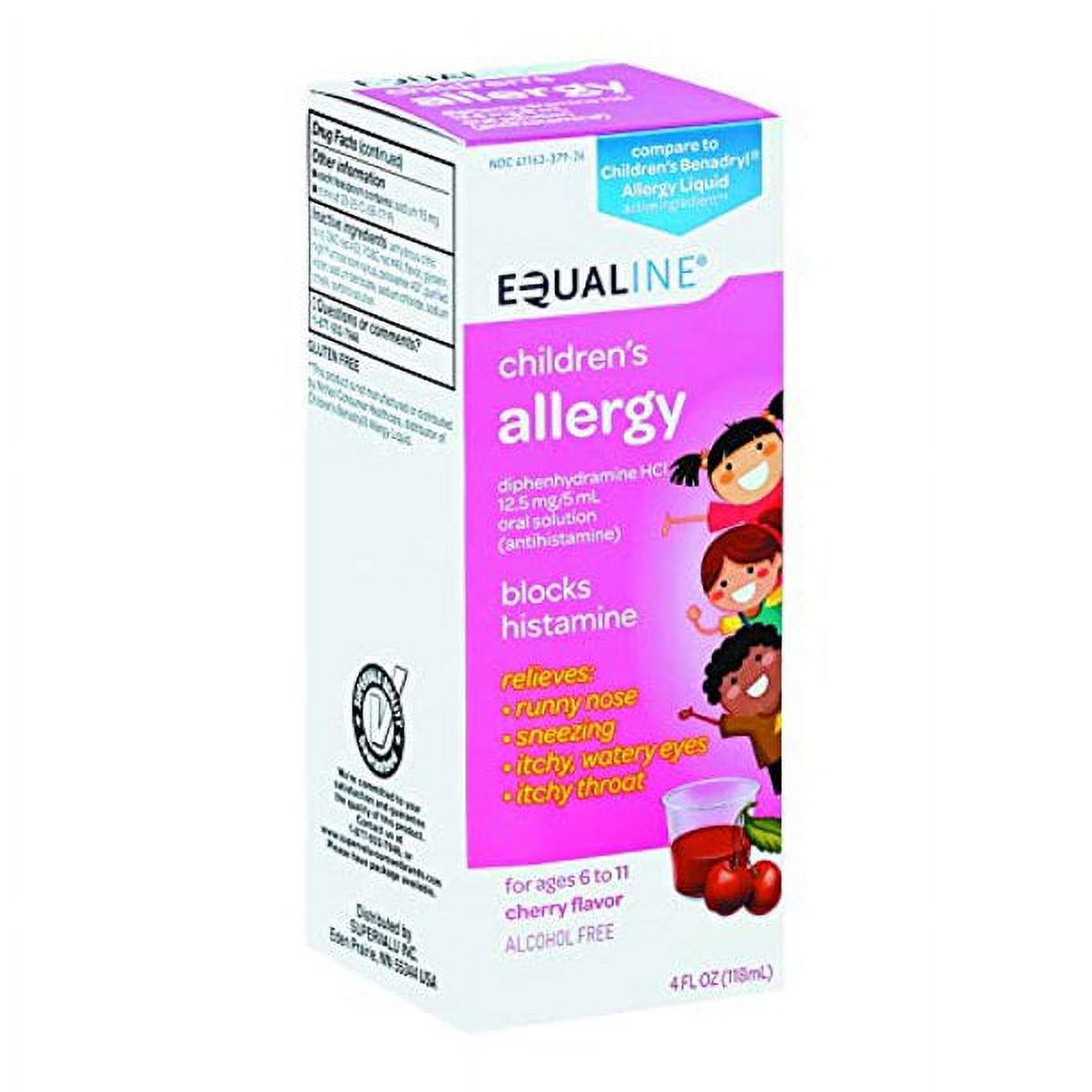 Equaline Childrenâ€™s Antihistamine Allergy Relief, Cherry Flavor, 4 oz