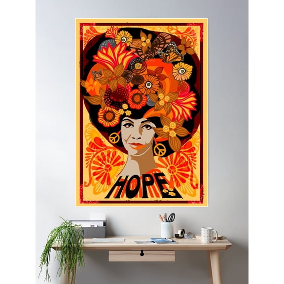 Equality, Angela Davis Hope Retro 70S Poster Wall Art, Modern Wall Decor For Living Room Bedroom, 8x12 UNFRAMED