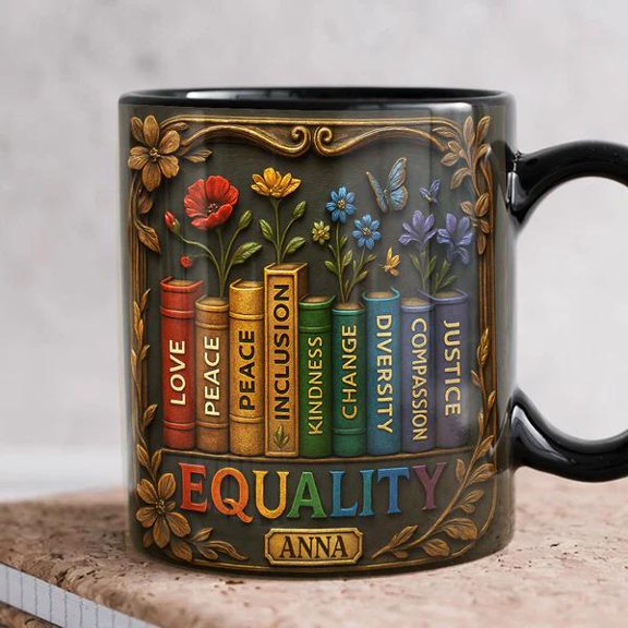 Equality Coffee Mug 3D Embossed Personalized LGBTQ Pride Gift Custom Mug