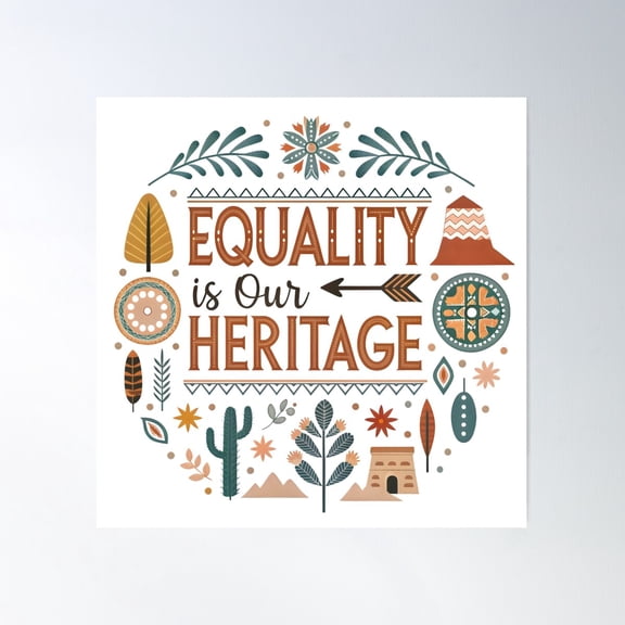 Equality Is Our Heritage: Southwestern Empowerment - Woman History Month 2025 T-Shirt Poster Wall Art, Modern Wall Decor For Living Room Bedroom, 30x30 UNFRAMED