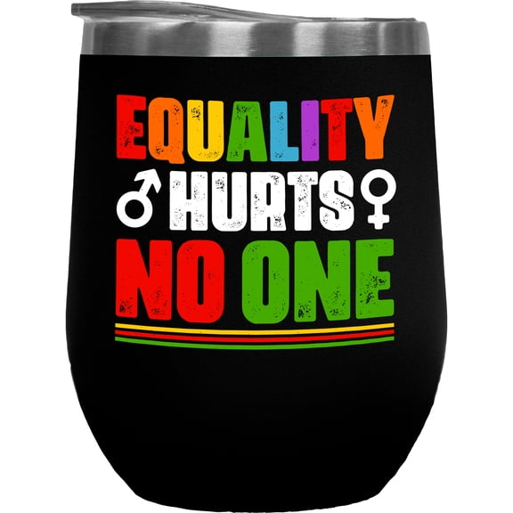 Equality Hurts No One feat. Male & Female Symbol, Black 12oz Wine Tumbler