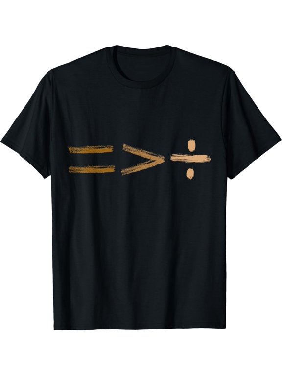 Equality Is Greater Than Division Black History BLM Melanin T-ShirtMen and women, Black T-shirt, size: Extra large