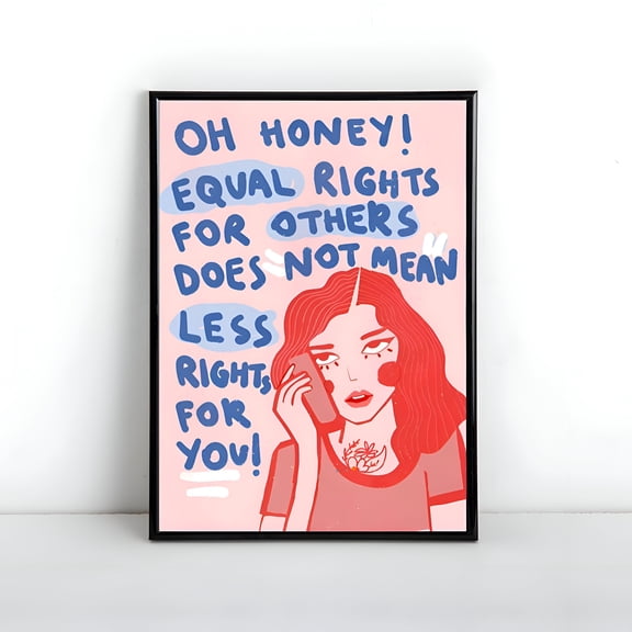Equality Poster Retro Home Decor Wall Art Inspirational Equal Rights Print for Living Room Bedroom Office Home Decoration, UNFRAMED 12x18