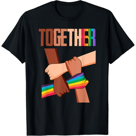 Equality Social Justice Human Rights Together Rainbow Hands T-Shirt men and women can wear, black, white, gifts