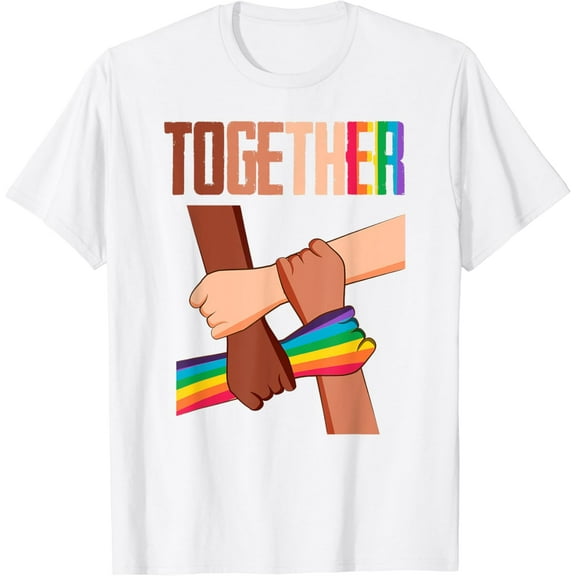 Equality Social Justice Human Rights Together Rainbow Hands T-Shirt100% cotton