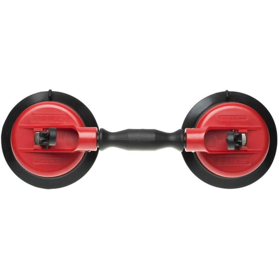 Equalizer Heavy Duty Dual Vacuum Suction Cup Glass Lifter with Curved Pads, Strength Handheld Stone Handling Tool, 330lb Horizontal Suction Cup