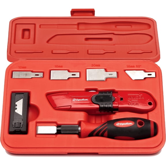 Equalizer PrepMaster Kit SKE291 Windshield Urethane Scraper Set with Multiple Blades, Quick Change Pinch Weld Tool, Auto Glass Removal Kit with Utility Knife