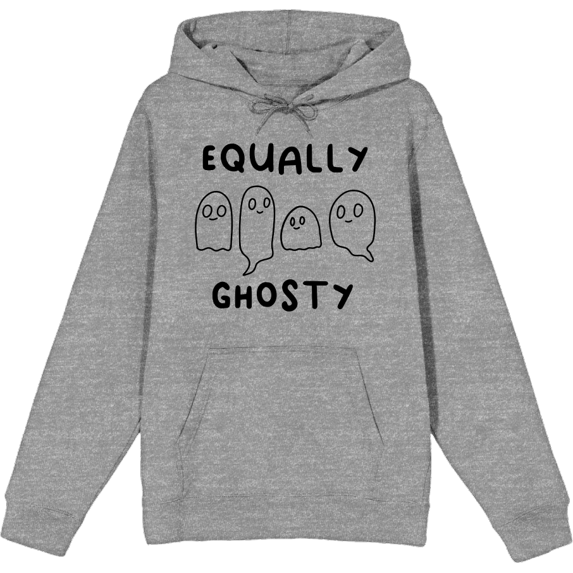 "Equally Ghosty" Kids Halloween Cartoon Ghosts Adult Heather Gray Long Sleeve Hoodie-Medium