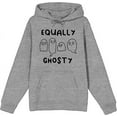 thumbnail image 1 of "Equally Ghosty" Kids Halloween Cartoon Ghosts Adult Heather Gray Long Sleeve Hoodie-Medium, 1 of 3
