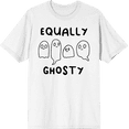 thumbnail image 1 of "Equally Ghosty" Kids Halloween Cartoon Ghosts Adult White Crew Neck Short Sleeve Tee-Large, 1 of 2