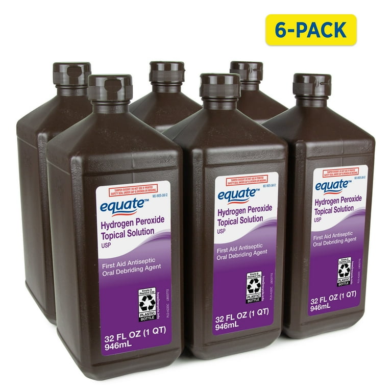 Equate 3% Hydrogen Peroxide Liquid Antiseptic, 6 Pack, (6 x 32 fl oz) -  Walmart.com