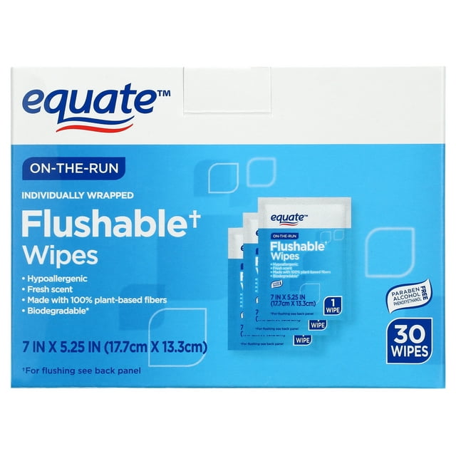Equate 30 Count Scented Flushable Wipe Singles