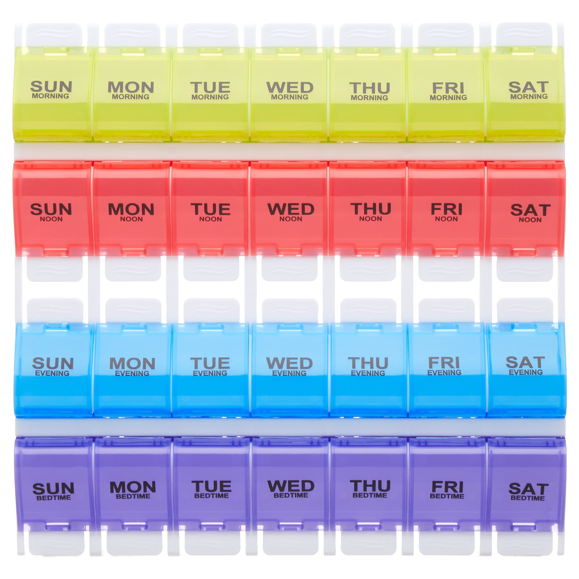 Equate 4ADay Weekly Large Pill Planner, Easy Open Pill Organizer