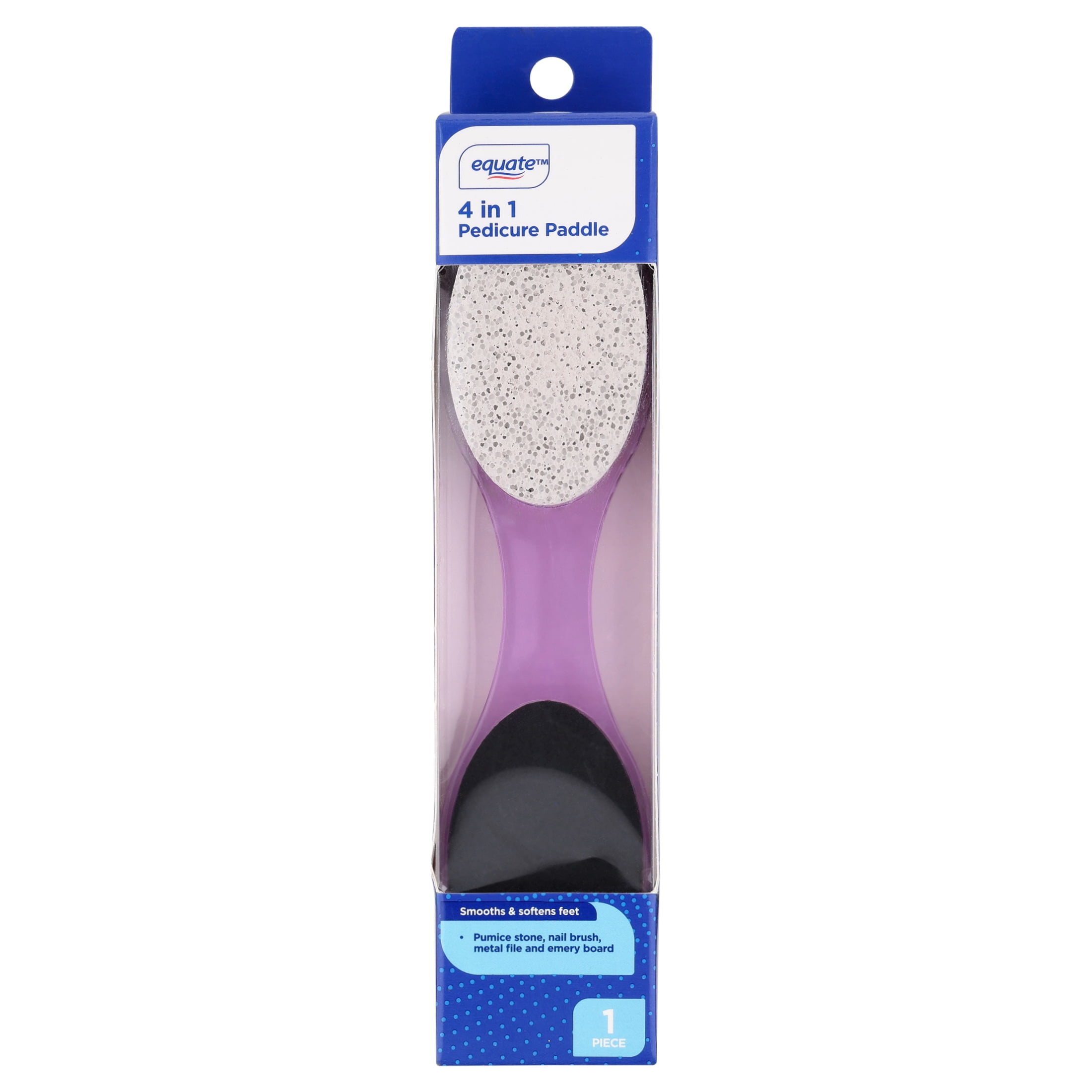 Equate 4-in-1 Pedicure Paddle, Foot Files & Pumice Stones, Purple