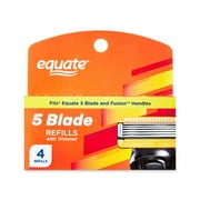 Equate Men's 5 Blade Refills, Cartridges Fit Equate 5 Blade & Gillette® Fusion® Handles (4 Count)