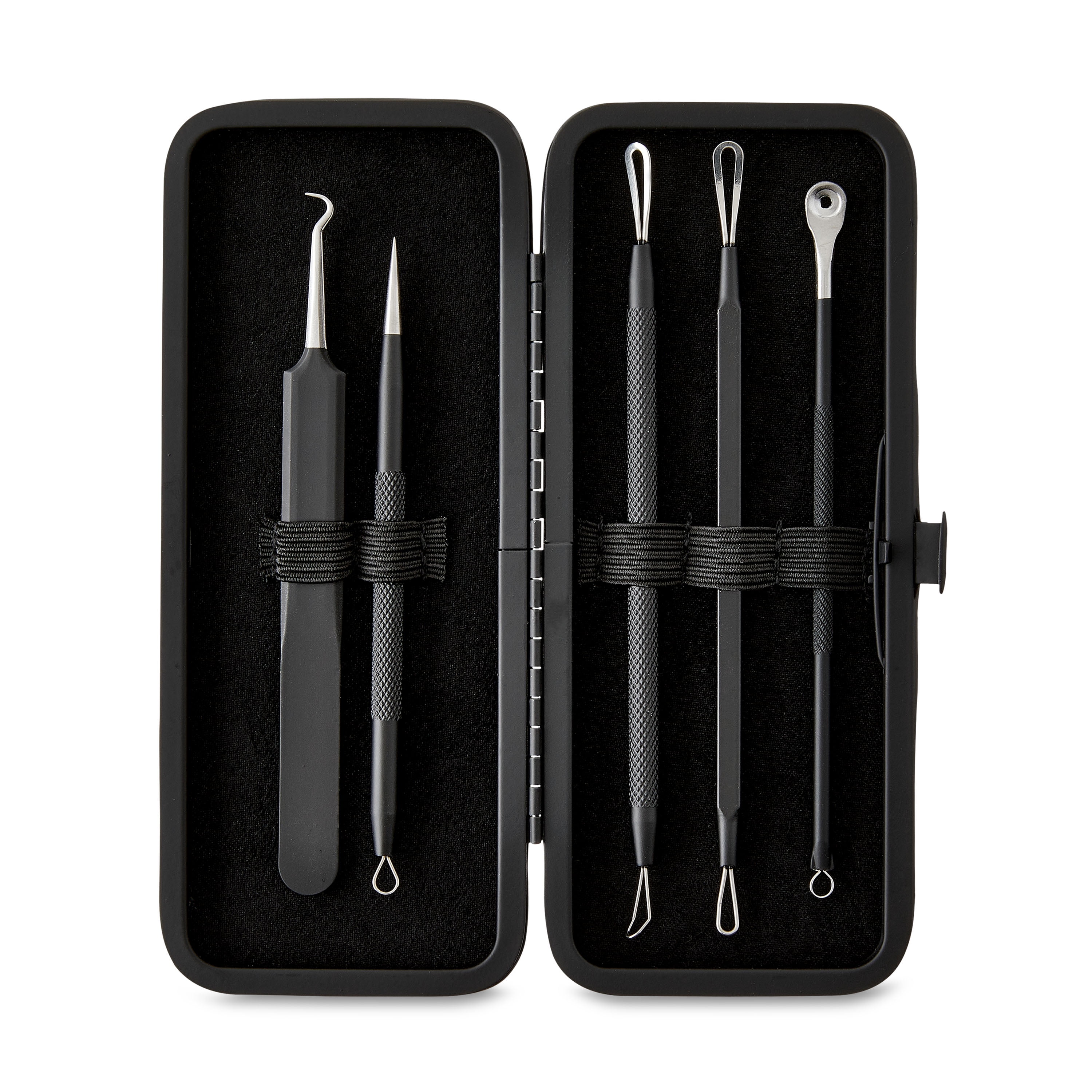 Equate 5-Piece Metal Acne Removal Blemish Tool Set with Storage Case ...
