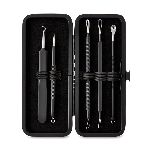 Equate 5-Piece Metal Acne Removal Blemish Tool Set with Storage Case ...