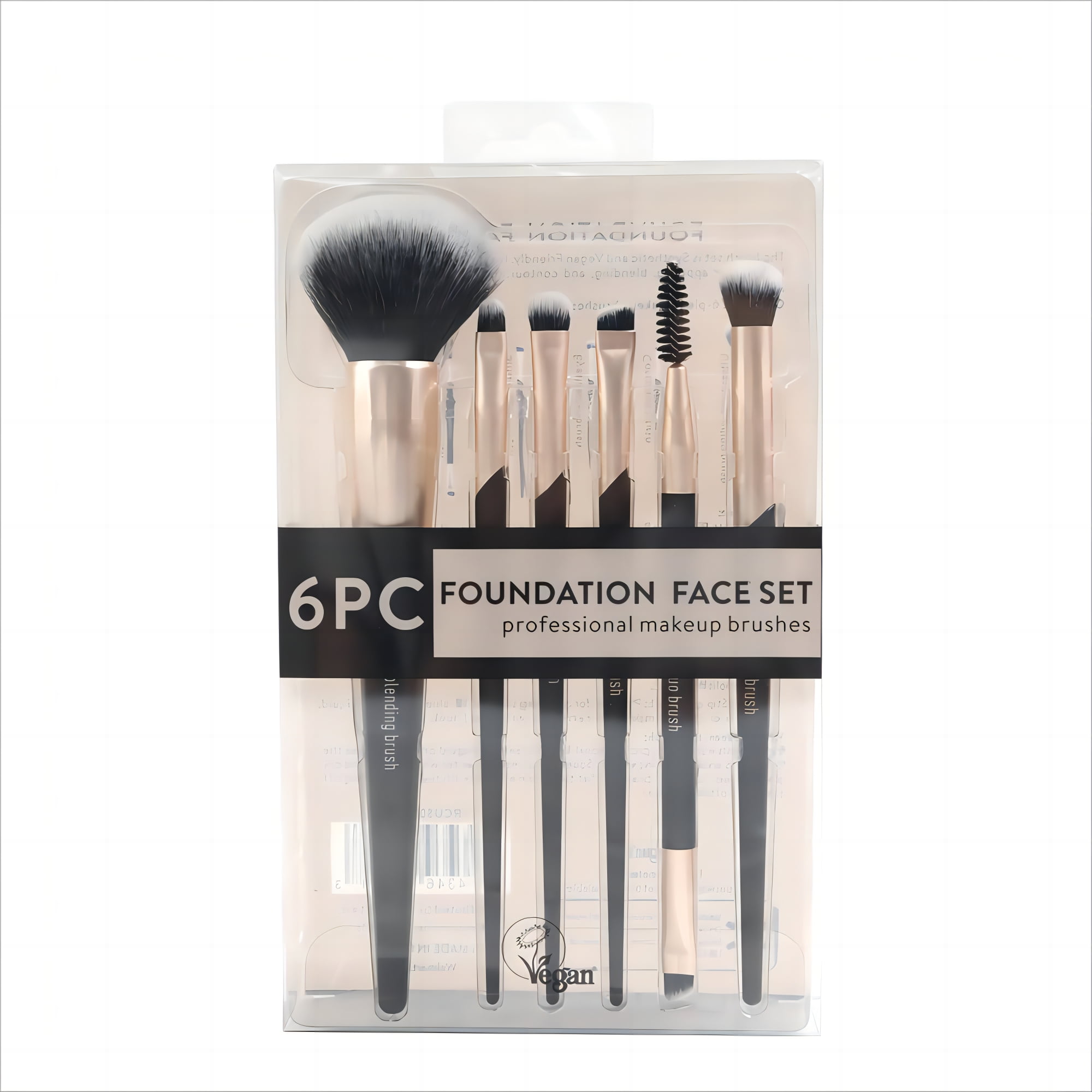 Makeup and Cosmetic Foundation Face 6piece Brush Set, Black