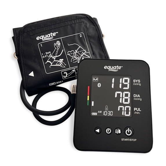 Equate 6000 Series Upper Arm Blood Pressure Monitor and Wide Range Arm Cuff with Bluetooth Wireless Technology and Irregular Heartbeat Detection