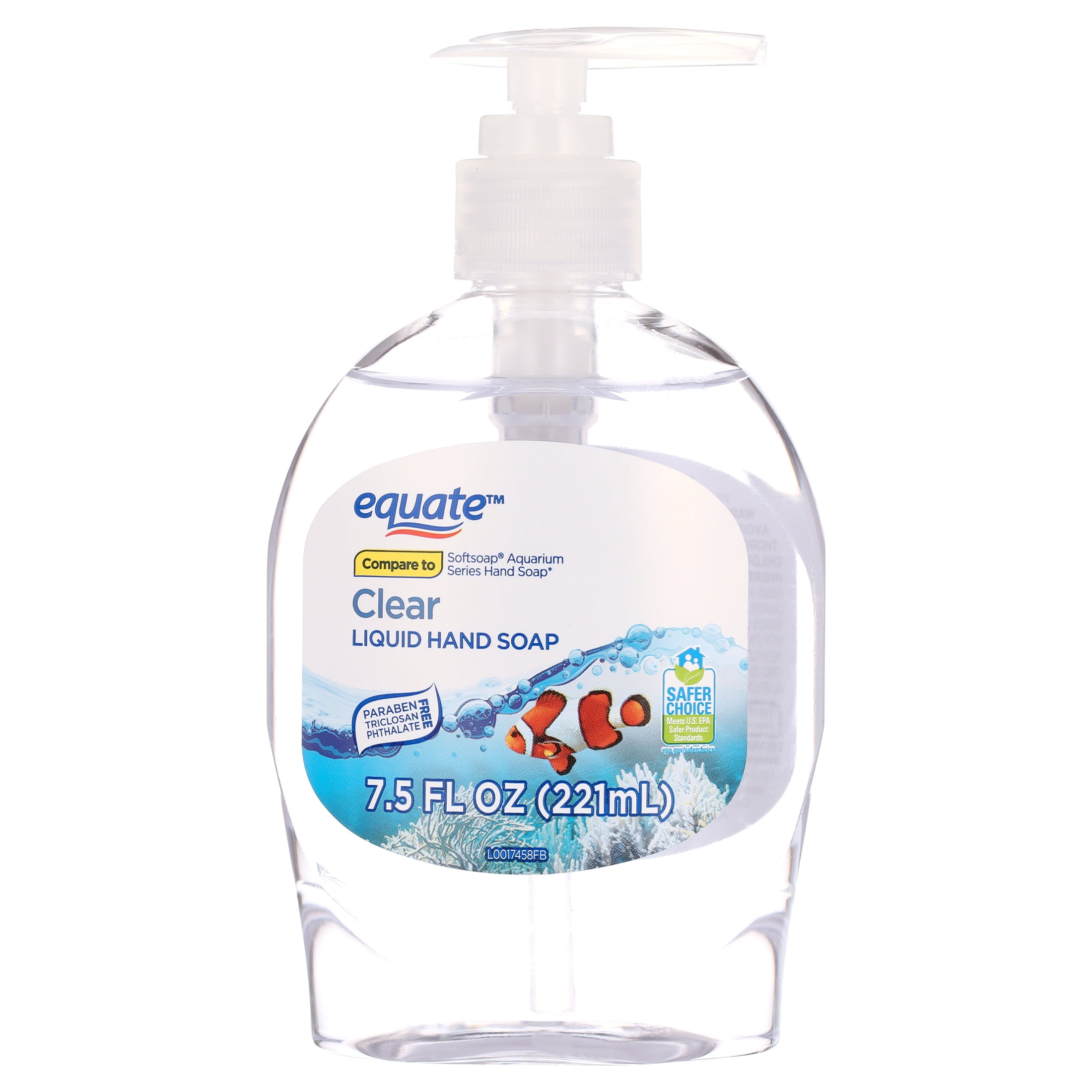Equate Liquid Hand Soap, Clear, 7.5 fl oz, Compare to Softsoap Aquarium Series Hand Soap