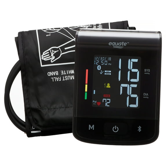 Equate Premium Upper Arm Blood Pressure Monitor and Wide Range Arm Cuff with Bluetooth Wireless Technology, Voice Readout Technology and Irregular Hearbeat Detection