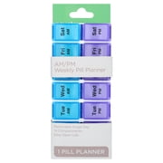Equate AM/PM Weekly Pill Planner with Removable Days, Multicolor