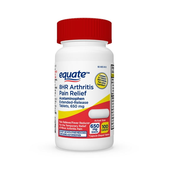 Equate Acetaminophen Extended-Release Tablets, 650 mg, Arthritis Pain, 100 Count