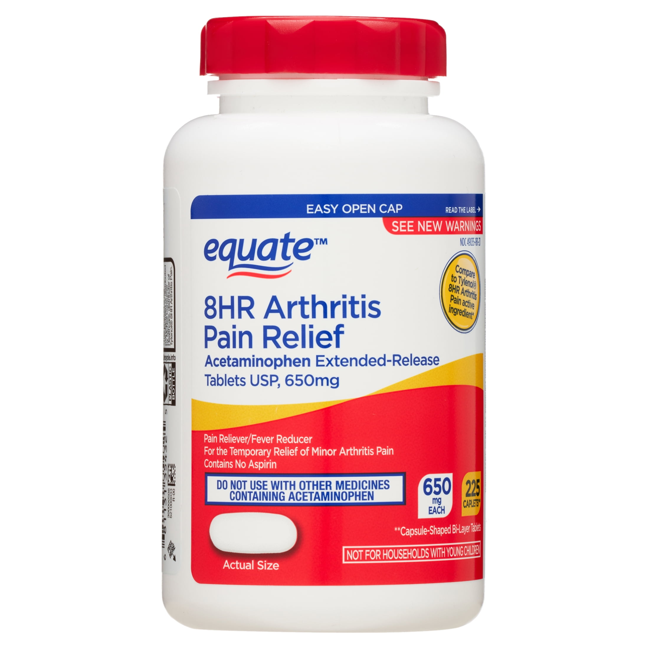 Equate Acetaminophen Extended Release Tablets, 650 mg, Arthritis Pain Relief, Easy-Open Cap, 225 Count
