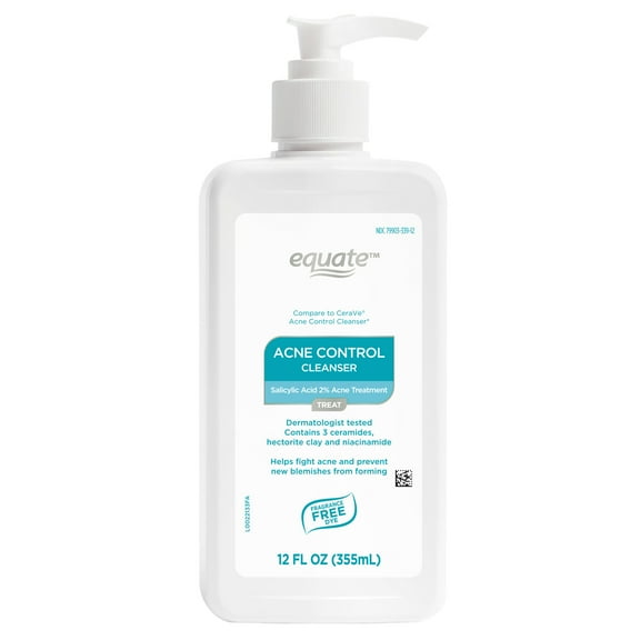 Equate Acne Control Cleanser, 12 fl oz, Compare to CeraVe, Acne Control Cleanser