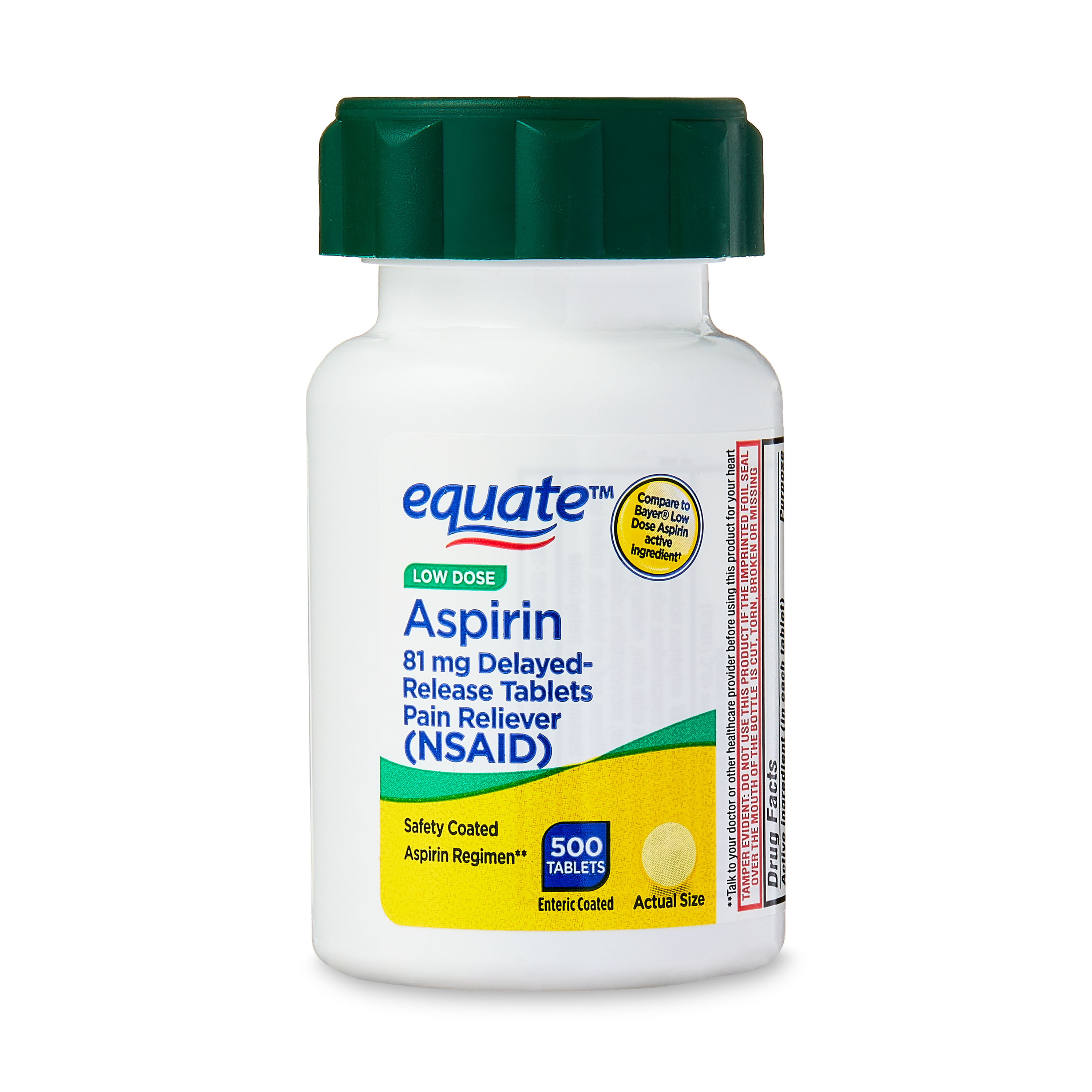 Equate Low Dose Aspirin Pain Relief Safety Coated Tablets 81 Mg 500 