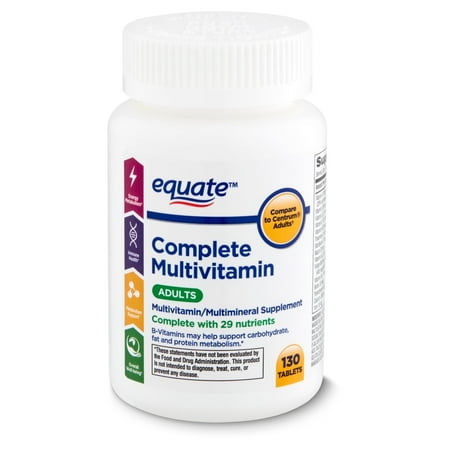 (2 pack) (2 Pack) Equate Complete Multivitamin Adults Tablets, 130 Ct